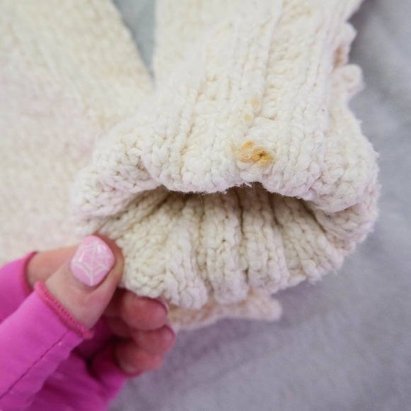 Sundance Womens Sweater L Ivory Knit Turtleneck Crocheted Sleeves Cabin Stretch - Picture 11 of 11